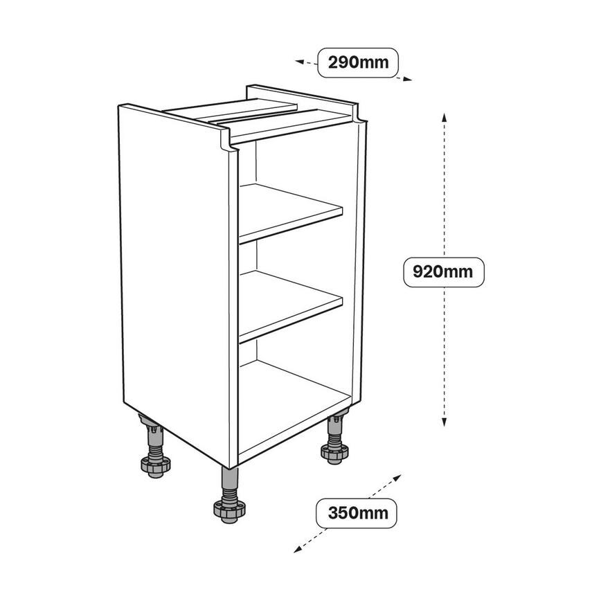 350mm Shallow Hi-Line Base Cabinet Line Drawing