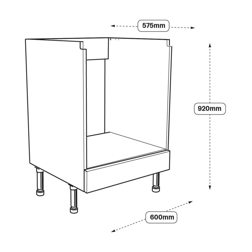 600mm Standard Built Under Oven Housing Cabinet Line Drawing