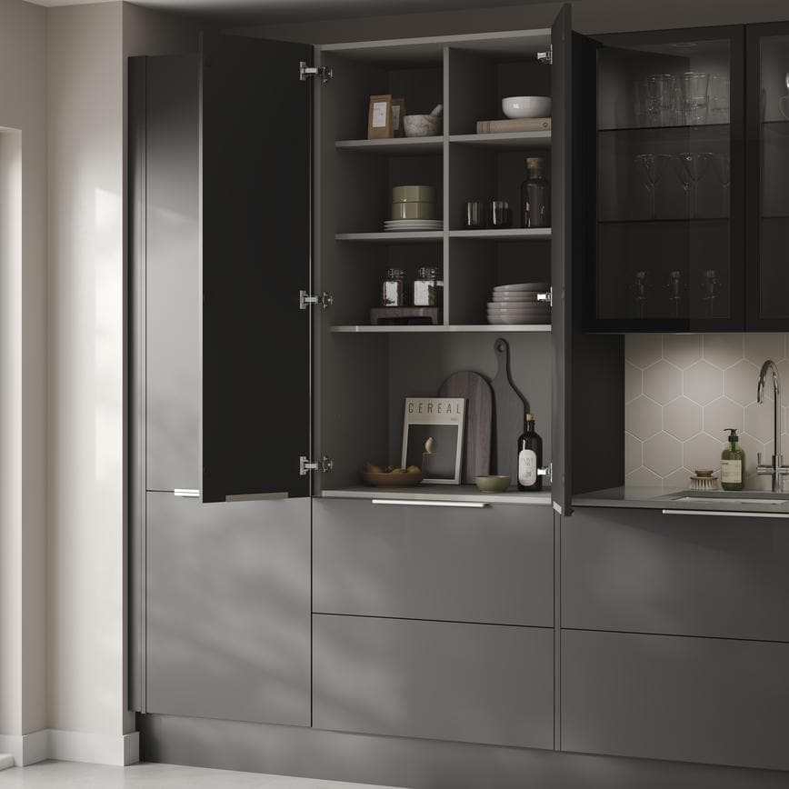 Croft Grey 1402mm x 800mm x 575mm Ready Assembled Larder Top Tower Cabinet