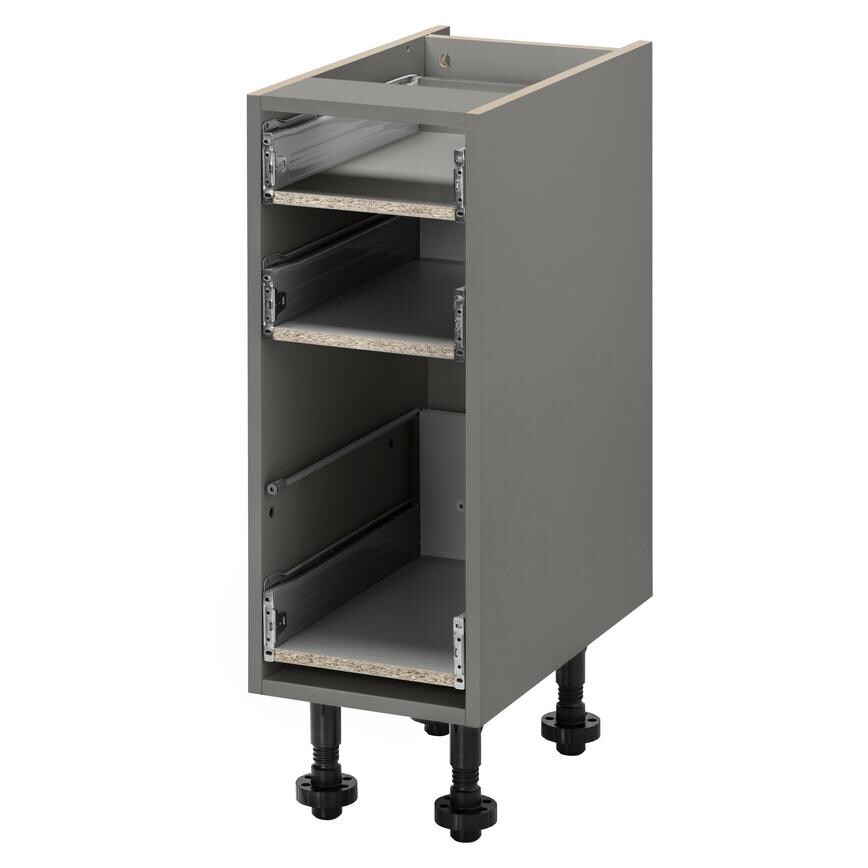 Croft Grey 720mm x 300mm x 575mm Ready Assembled Pre-Fitted 3 Drawer Base Cabinet