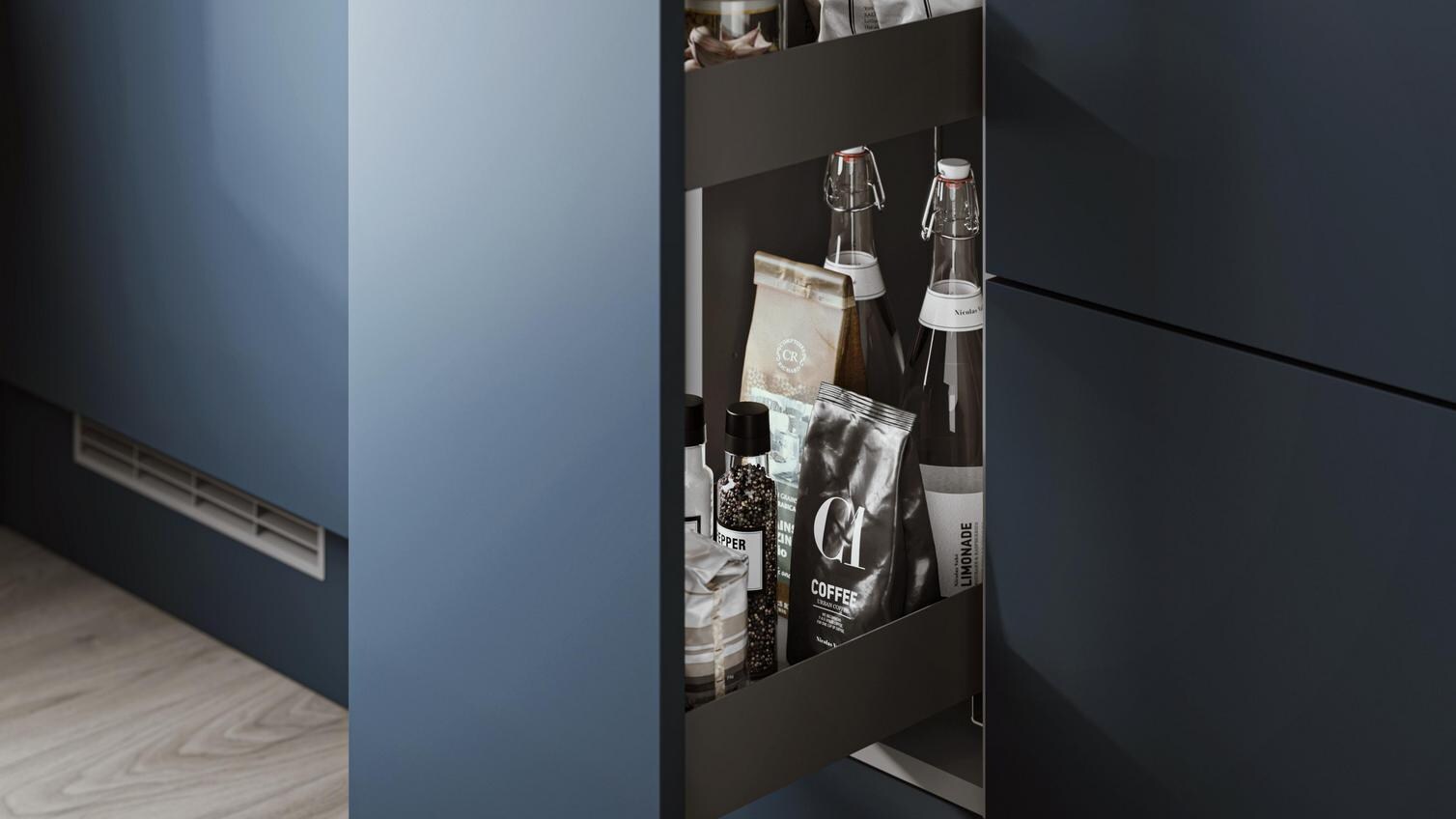 300mm - Pull Out Base Unit  - Croft Grey Handleless