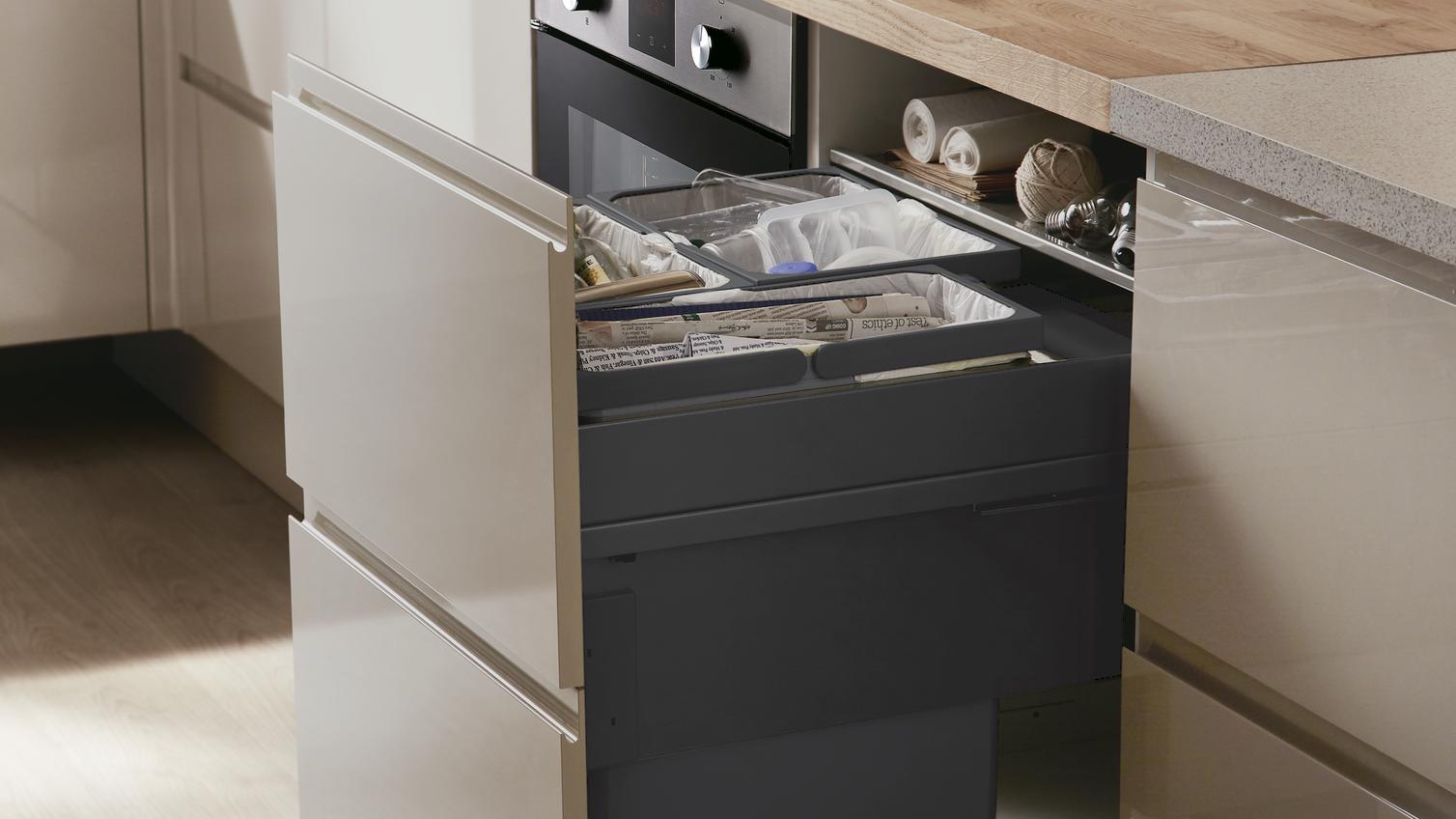 Door Mounted Mixed Recycling Grey Waste Bin