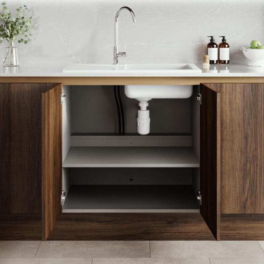 Croft Grey 750mm x 800mm x 575mm Ready Assembled Handleless Sink Base Cabinet