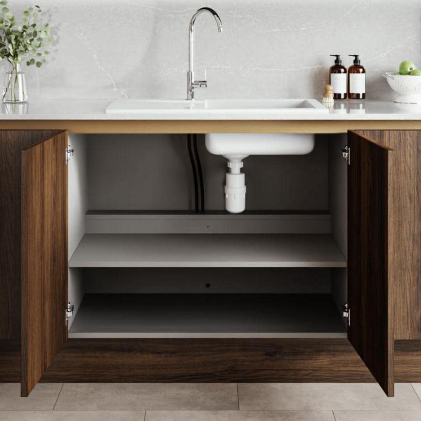 Croft Grey 750mm x 1000mm x 575mm Ready Assembled Handleless Sink Base Cabinet