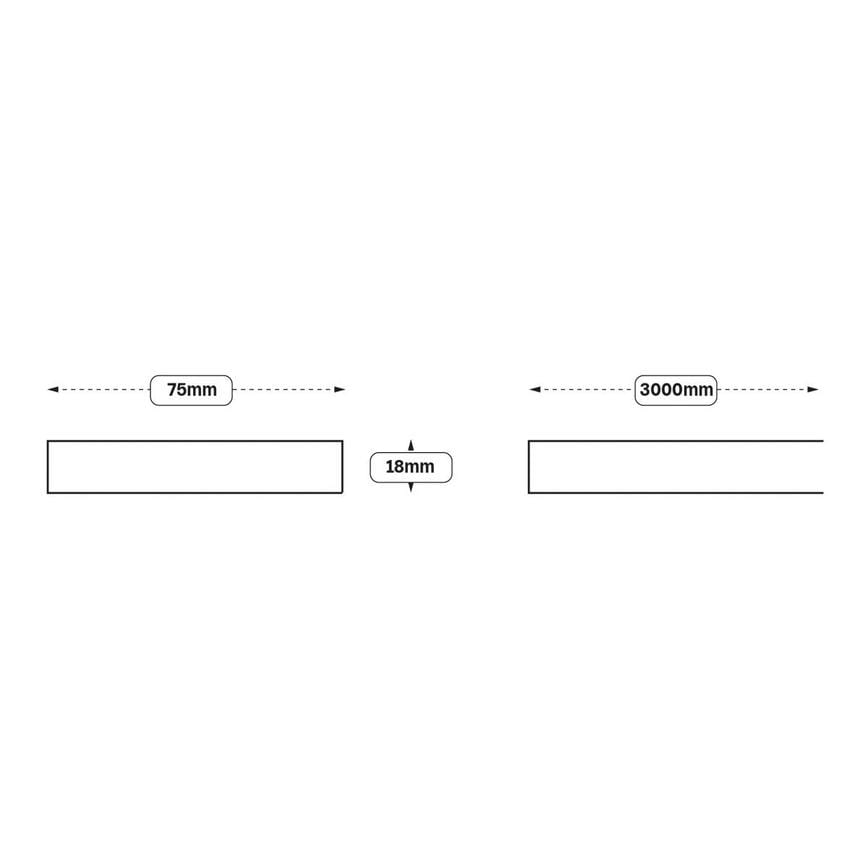 Square Profile Cornice 18mm (XX2K) 3000mm Line Drawing