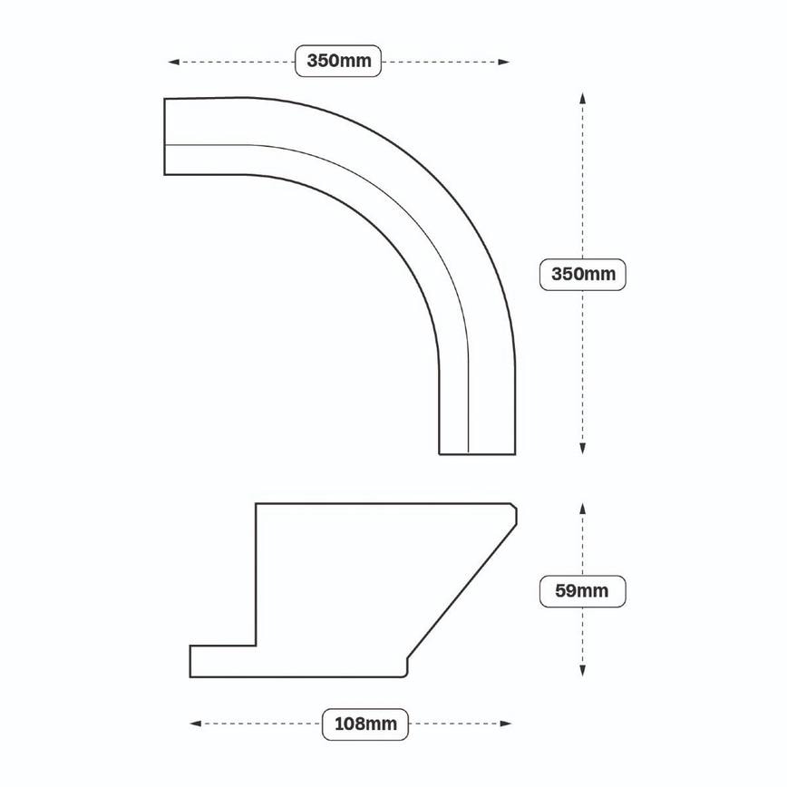 Halesworth Curved Cabinet Corner Return Classic (XX48) Line Drawing
