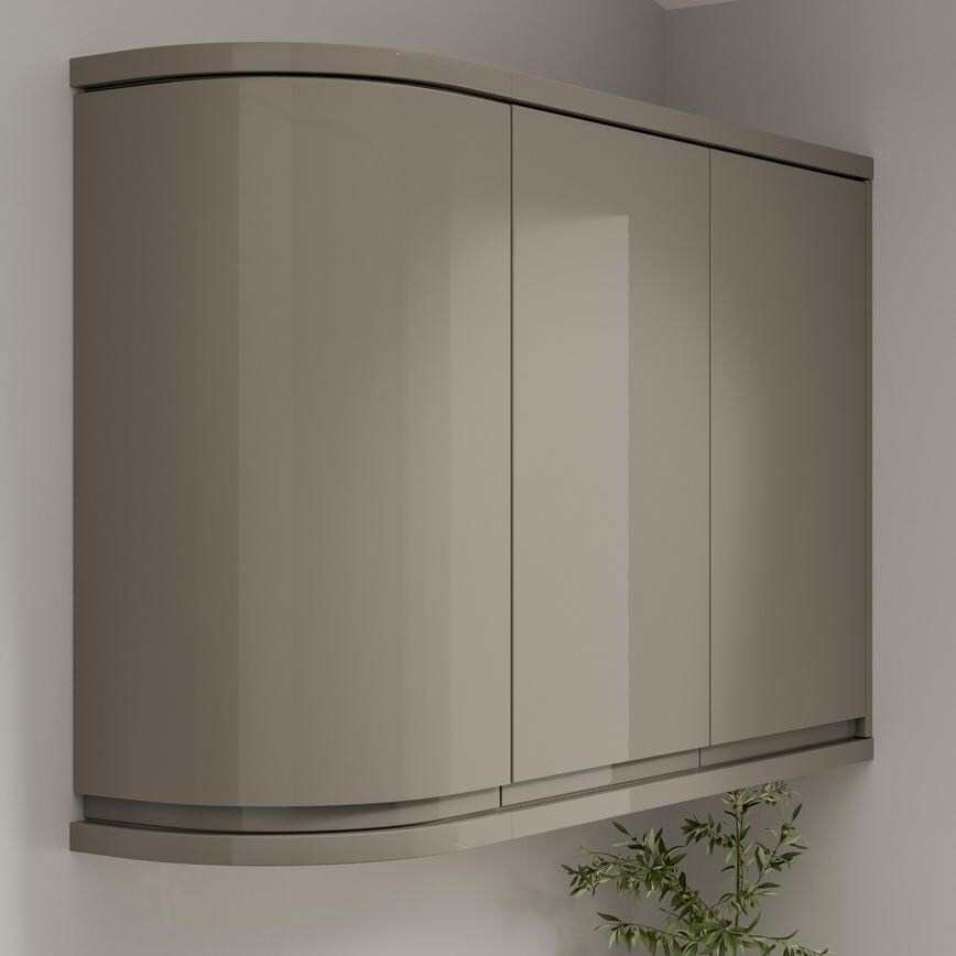 Clerkenwell Gloss Sand Grey Square Curved Cornice or Pelmet