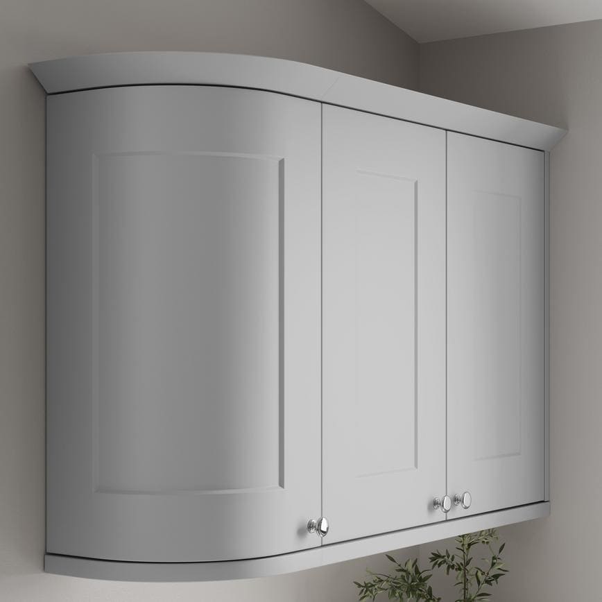 Dove Grey Curved Cabinet Cornice Return Classic Profile fitted with wall cabinet