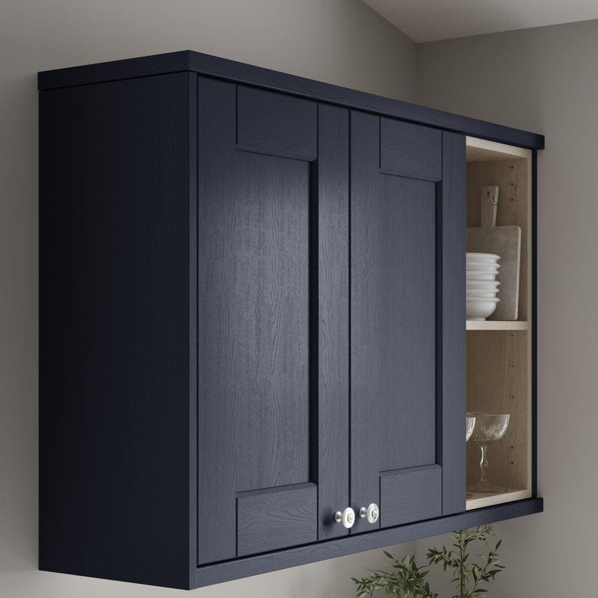 Fairford Navy Cornice/Pelmet Square Profile fitted with wall cabinet