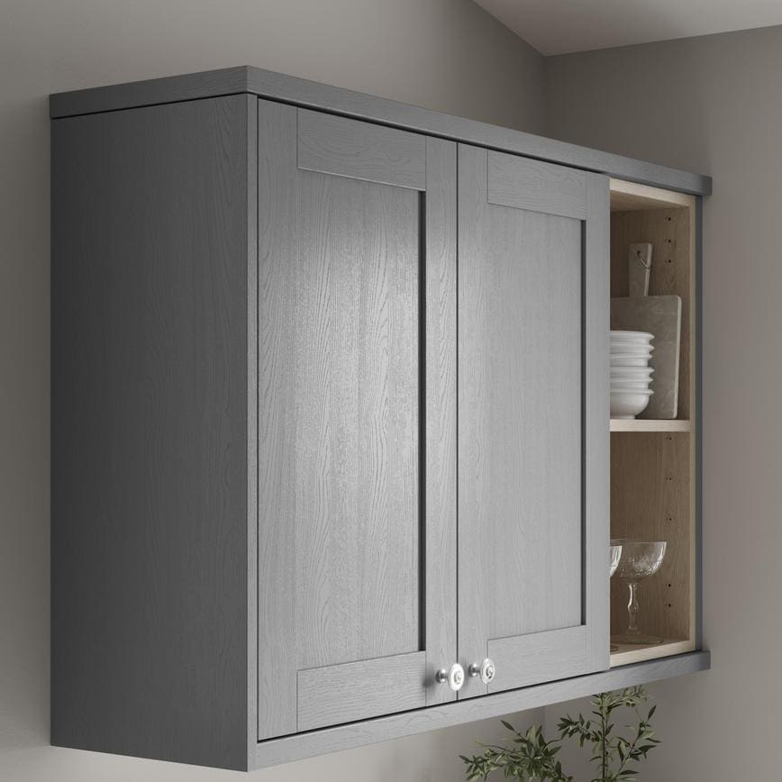 Grained Slate Grey Cornice/Pelmet Square Profile fitted with wall cabinet