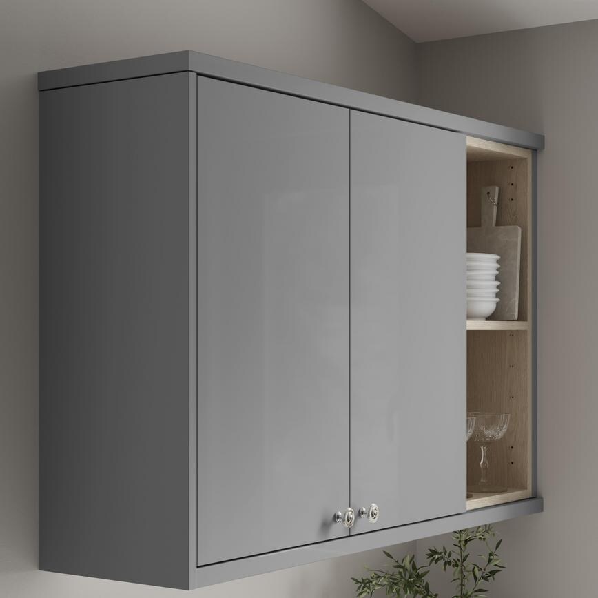 Gloss Slate Grey Cornice/Pelmet Square Profile fitted with wall cabinet