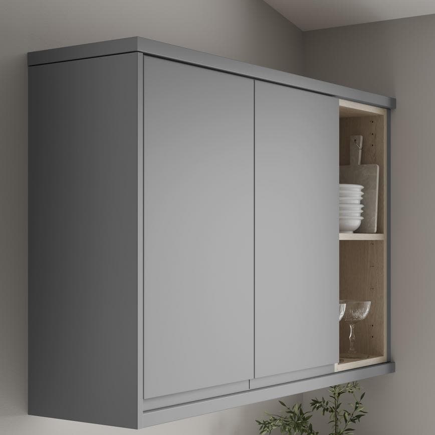 Matt Slate Grey Square Profile Cornice/Pelmet fitted with wall cabinet