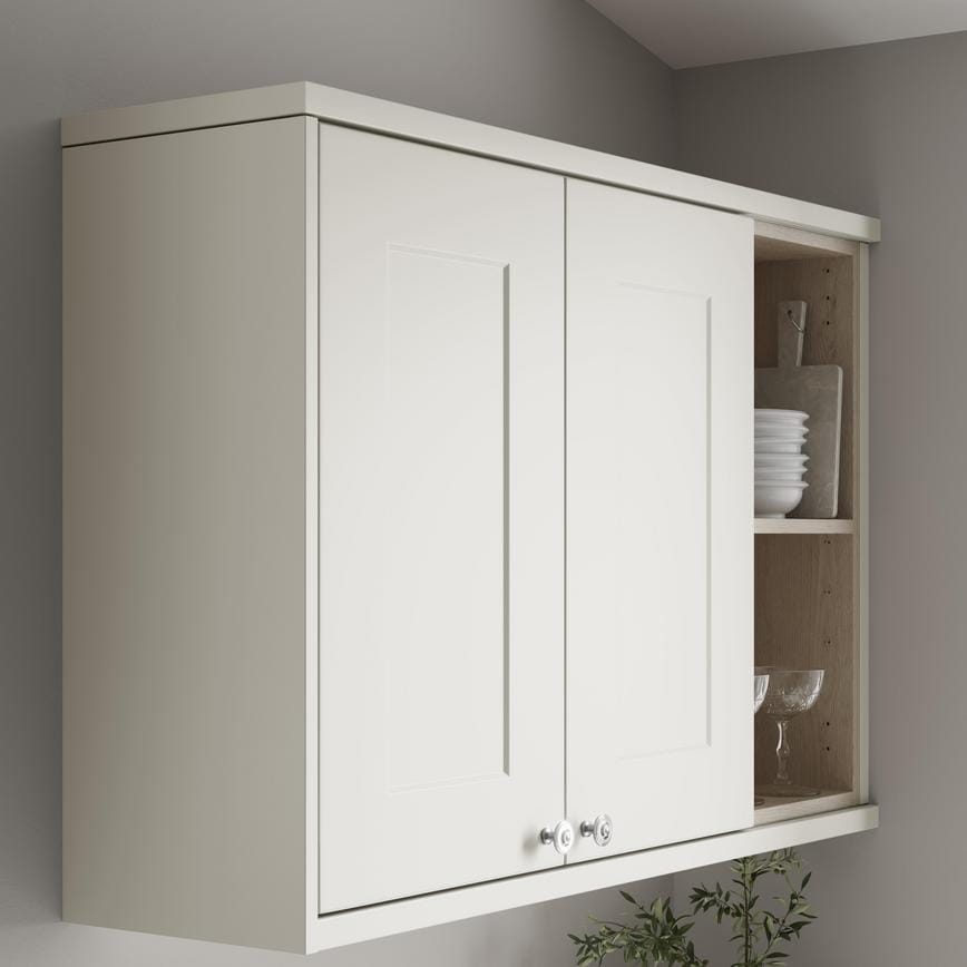 Ivory Square Profile Cornice/Pelmet fitted with wall cabinet