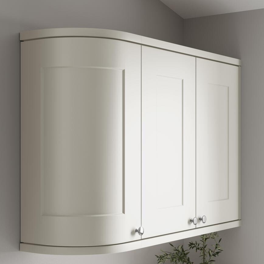Ivory Curved Cabinet Cornice/Pelmet Return Square Profile fitted with wall cabinet