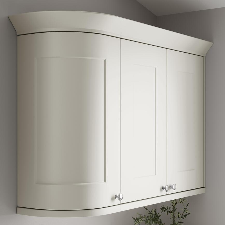 Ivory Curved Cabinet Cornice Return Classic Profile fitted with wall cabinet