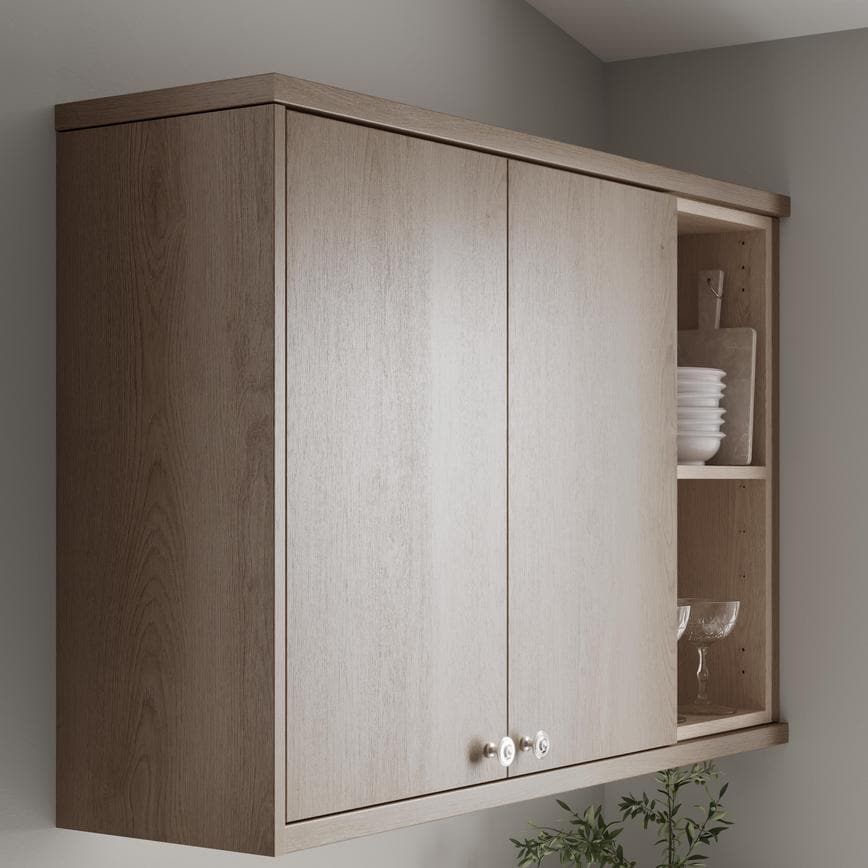 Natural Oak Square Profile Cornice/Pelmet fitted with wall cabinet