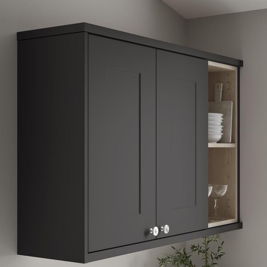 Charcoal Square Profile Cornice/Pelmet with wall cabinet