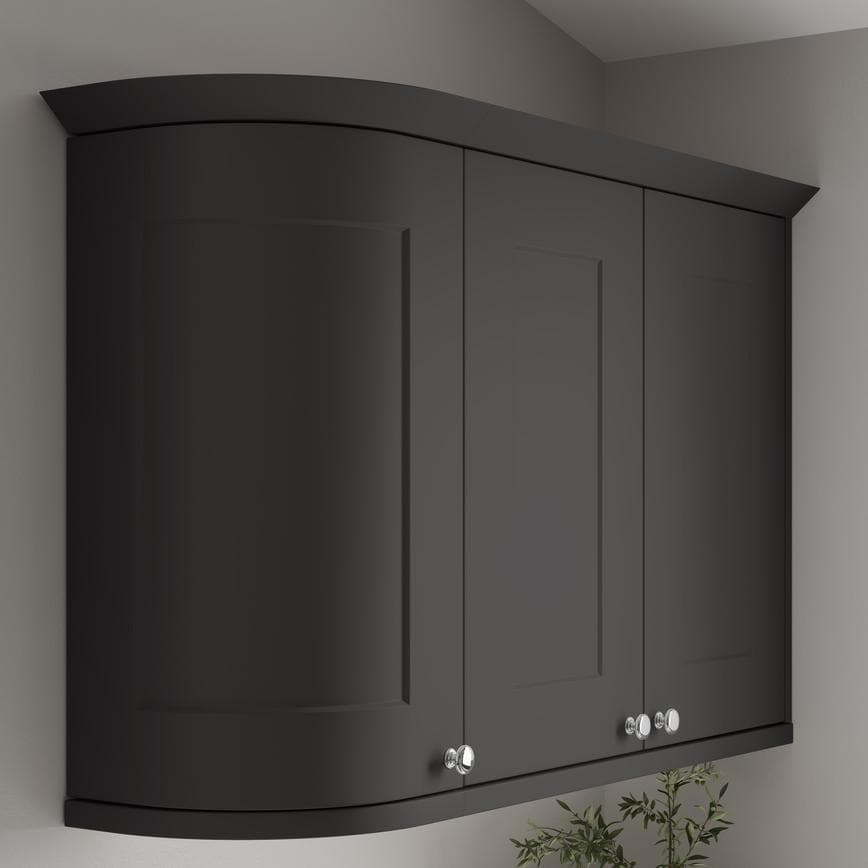 Charcoal Curved Cabinet Cornice Return Classic Profile Left Hand with wall cabinet