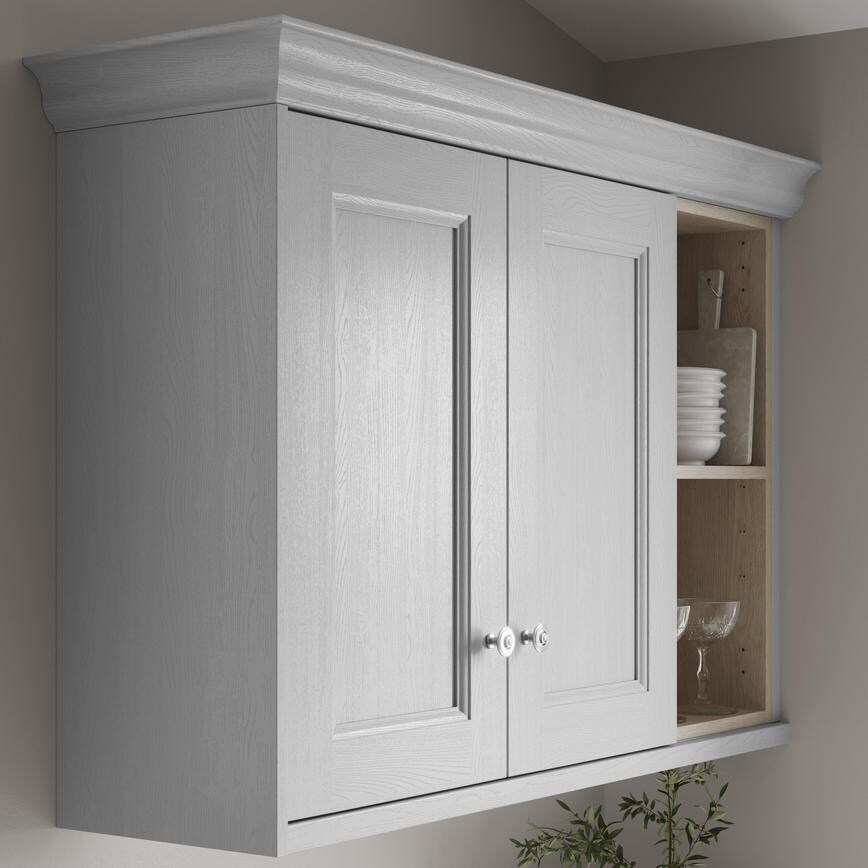 Elmbridge Dove Grey Decorative Cornice 2.4m with wall cabinet
