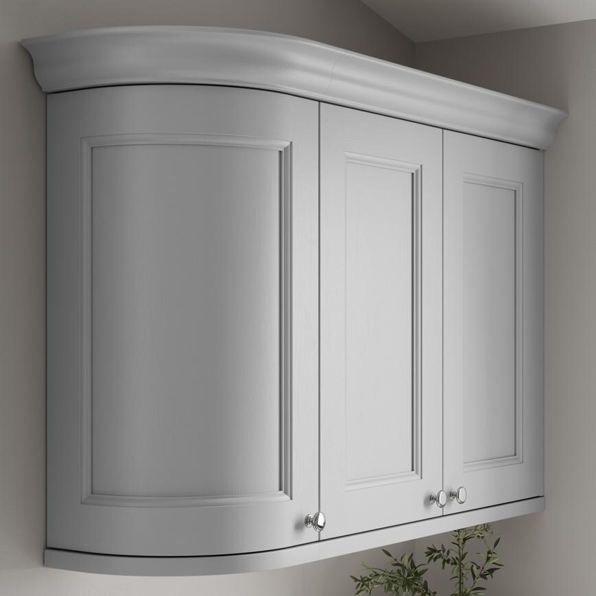 Elmbridge Dove Grey Curved Cabinet Corner Return Decorative Profile with wall cabinet