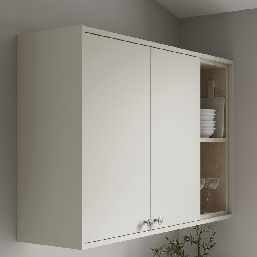Hockley Super Matt Sandstone Square Profile Cornice/Pelmet -18mm with wall cabinet