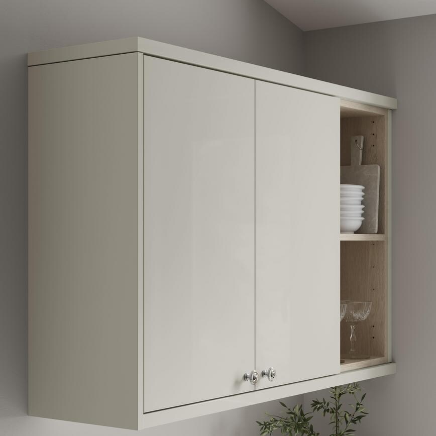 Gloss Sandstone Square Profile Cornice/Pelmet with wall cabinet