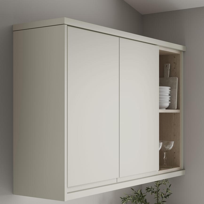 Speckled Matt Sandstone Square Profile Cornice/Pelmet with wall cabinet