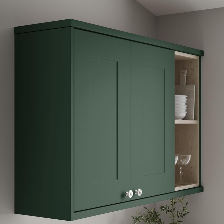 Fir Green Square Profile Cornice/Pelmet with wall cabinet