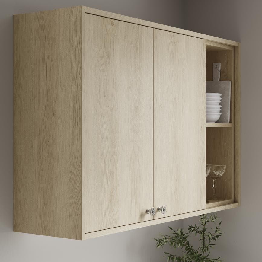 Hockley Textured Oak 2.75m Continuous Square Cornice Or Pelmet Fitted To A Wall Cabinet