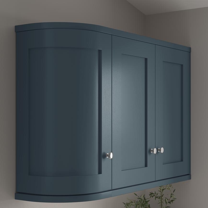 Chilcomb Grain Marine Blue 312mm Curved Square Cornice or Pelmet