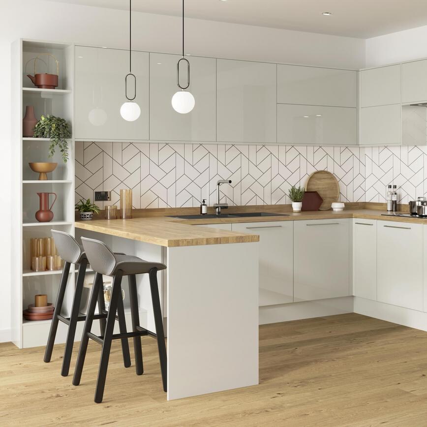 Hockley Mirror Gloss Sandstone 940mm x 2400mm x 16mm Breakfast Bar Panel