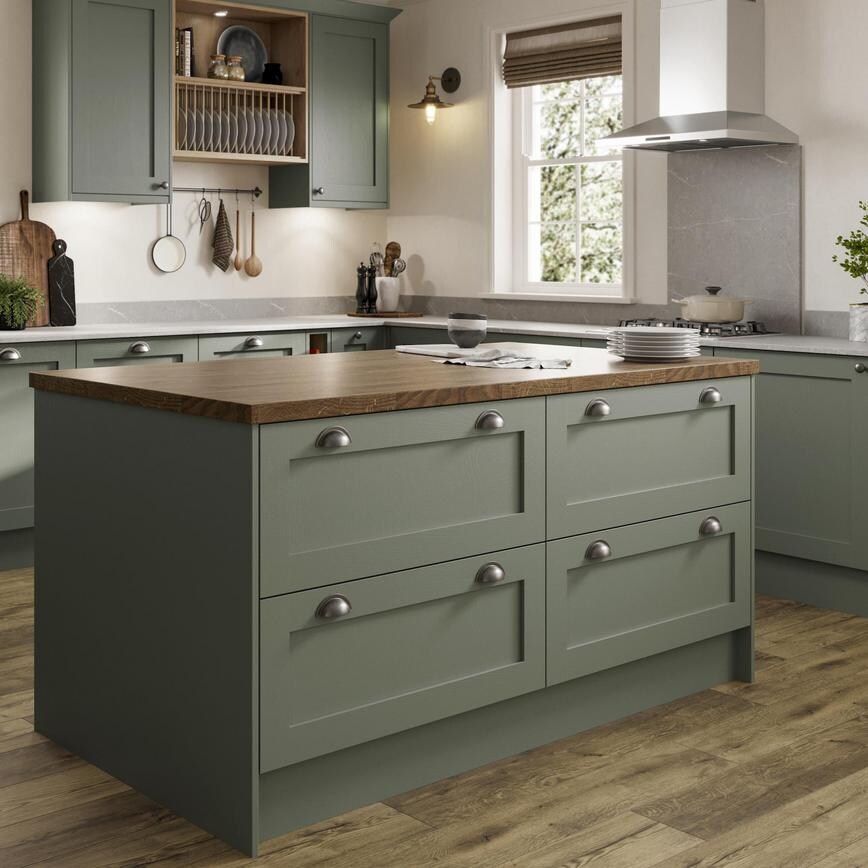 Chilcomb Grain Reed Green 910mm x 2400mm x 19mm Breakfast Bar Panel