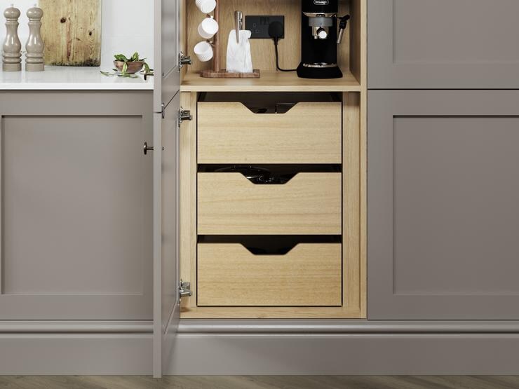 500mm Natural Oak Pan Drawer With Scalloped Handles