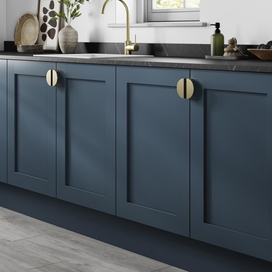 Lunar Satin Brass Curved Pull Cupboard Handle 85mm