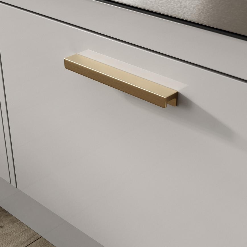 Ingot Brushed Brass Effect Mounted Trim Bar Cupboard Handle 190mm