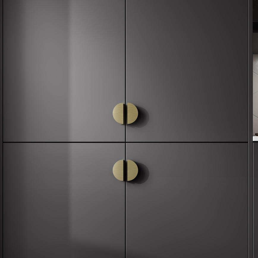 Lunar Fluted Satin Brass Curved Pull Cupboard Handle 85mm