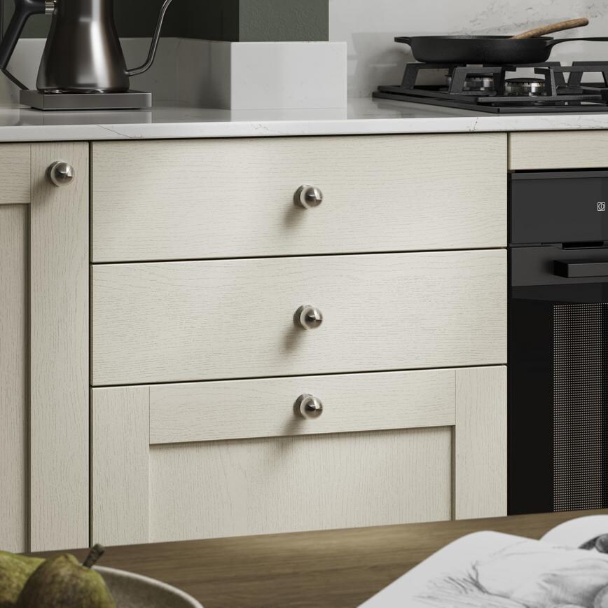 Beehive Brushed Nickel Smooth Cabinet Knobs on Bedrooom Drawers