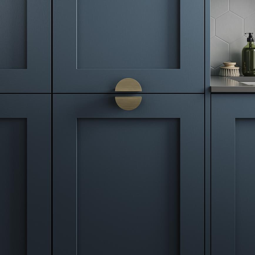 Chilcomb Marine Blue Half Moon Satin Brass