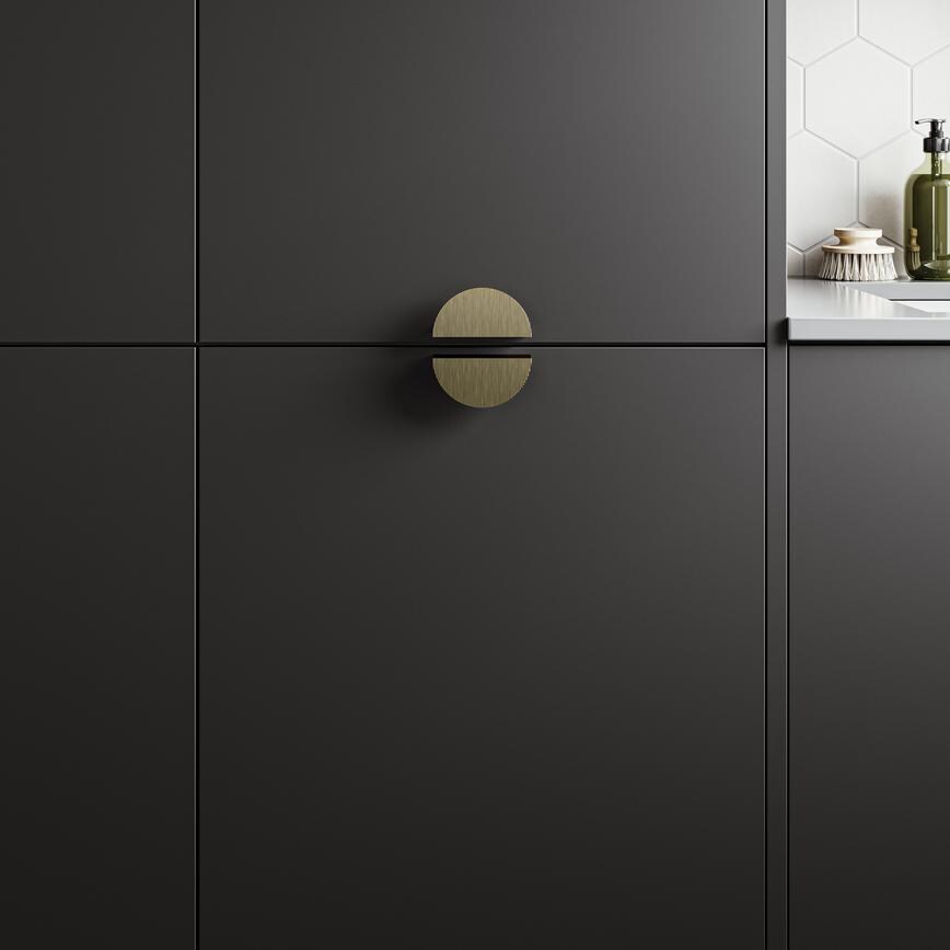 Lunar Satin Brass Fluted Pull Cupboard Handle 85mm