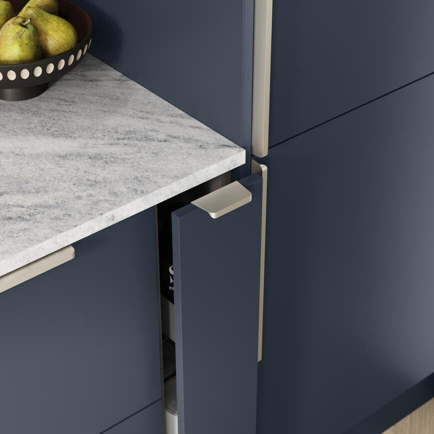 Edge Brushed Nickel Effect Trimline Bar Cupboard Handle 80mm