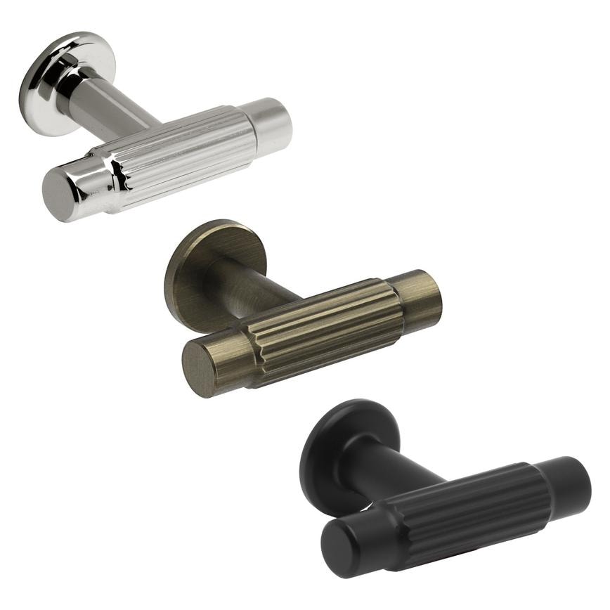 Fluted Classic T Cupboard Door Knob 75mm Family