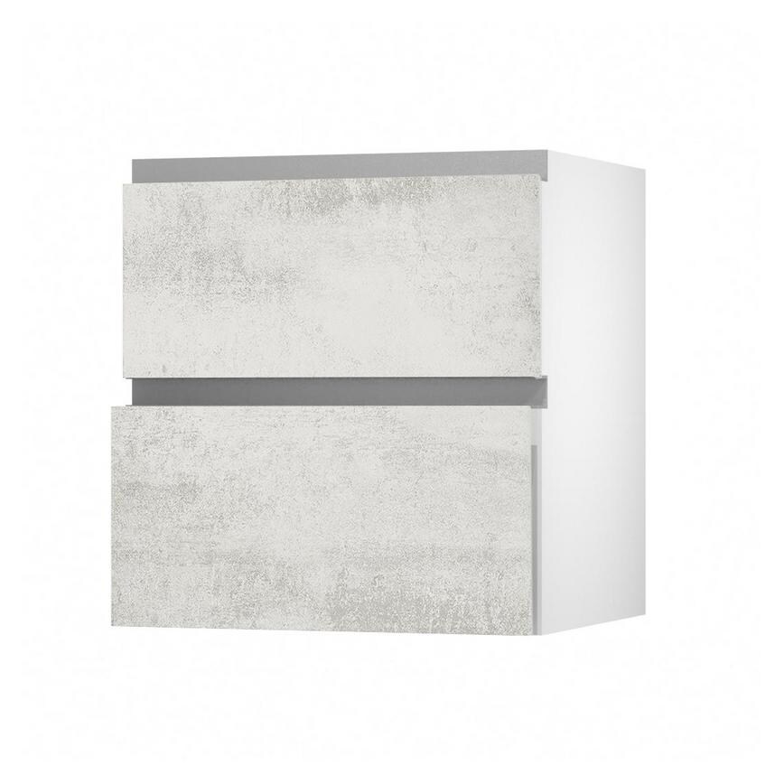 Hockley Textured White Stone 342mm x 700mm Pan Kitchen Drawer Unit Angled Open