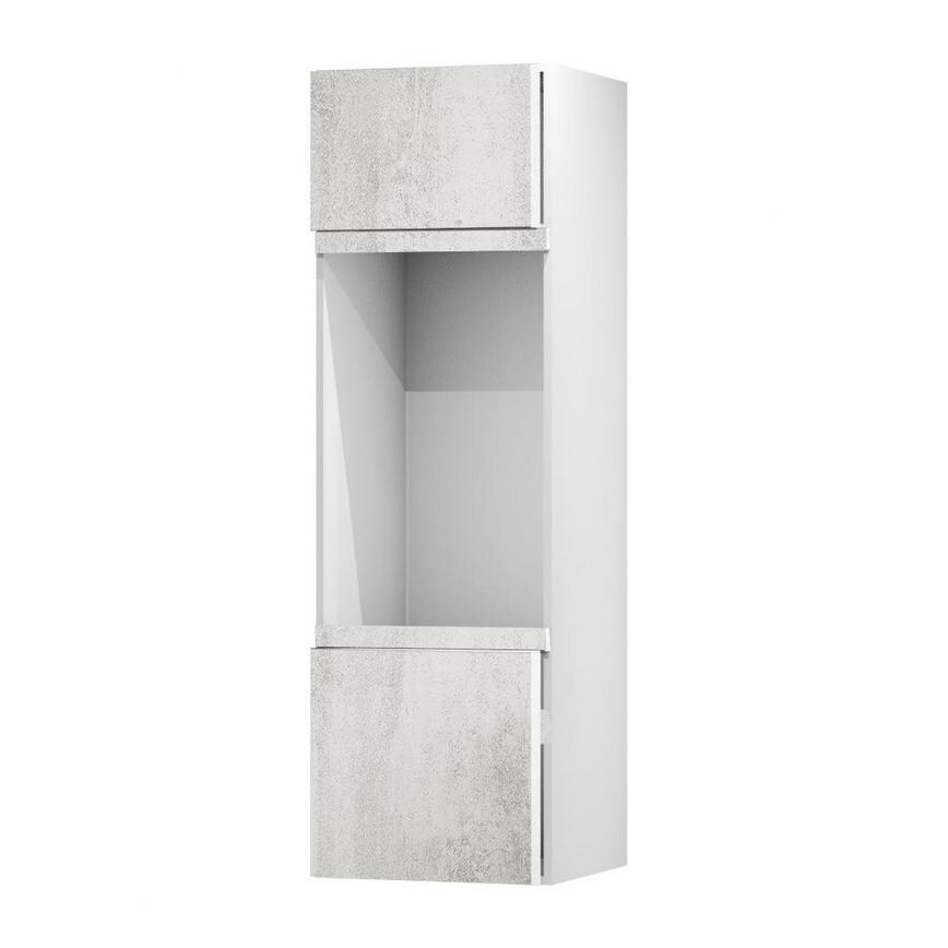 Hockley Textured White Stone 600mm x 600mm Full Height Appliance Tower Kitchen Door Unit Angled Open