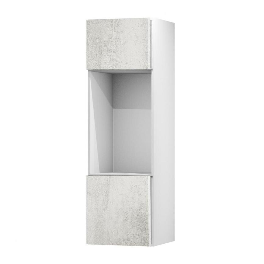Hockley Textured White Stone 622mm x 600mm Full Height Appliance Tower Kitchen Door Unit Angled Open