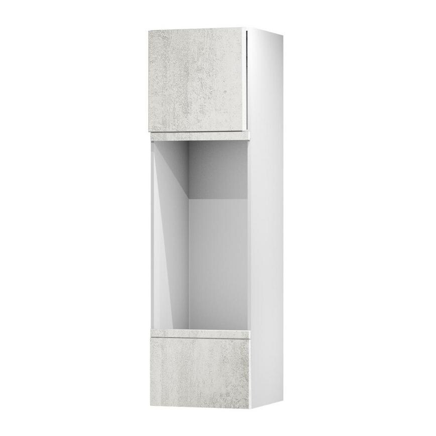 Hockley Textured White Stone 570mm x 600mm Tall Appliance Tower Kitchen Door Unit Angled Open