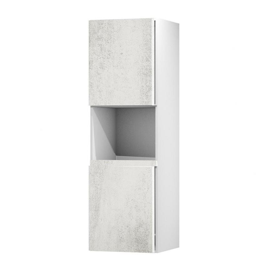 Hockley Textured White Stone 733mm x 600mm Tall Appliance Tower Kitchen Door Unit Angled Open