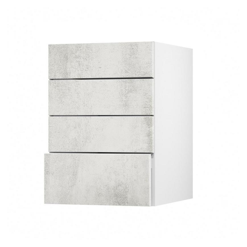 Hockley Textured White Stone 227mm x 500mm Deep Kitchen Drawer Unit Angled Open