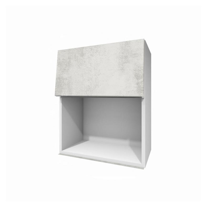 Hockley Textured White Stone 326mm x 600mm Full Height Microwave Top Box Kitchen Door Unit Angled Open