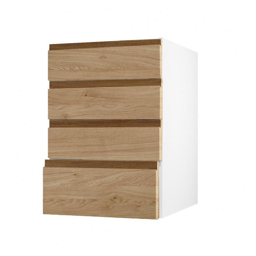 Clerkenwell Matt Natural Oak 227mm x 500mm Deep Kitchen Drawer Angled Open