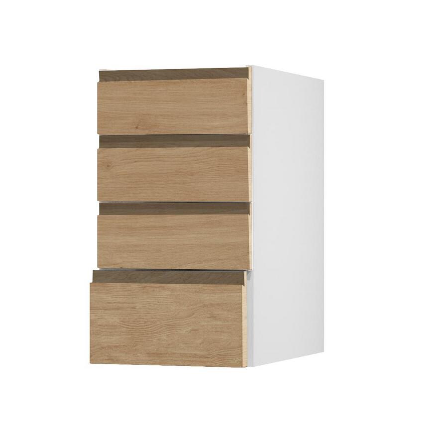 Clerkenwell Matt Natural Oak 227mm x 400mm Deep Kitchen Drawer Angled Open